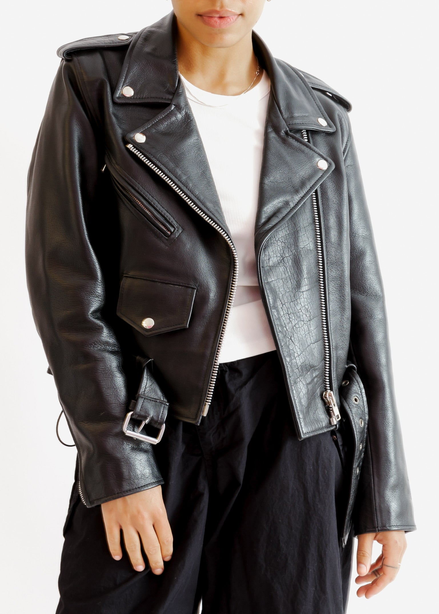 Saint Laurent Leather Biker Jacket - Farfetch